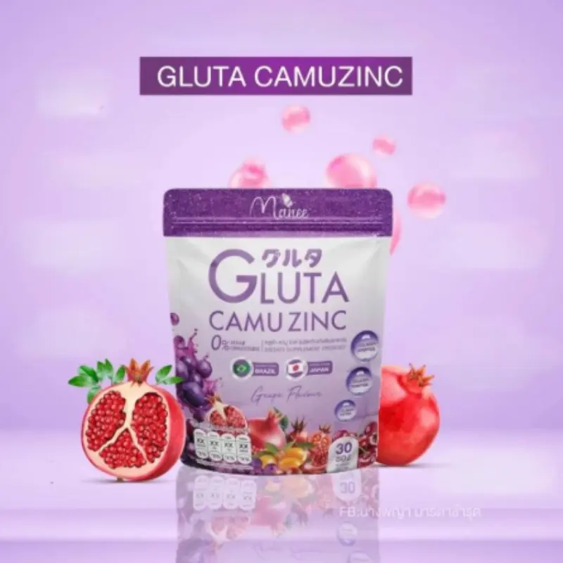 Design sans titre - 2025-10-09T011304.609 Manee Gluta Camu Zinc Grape Flaver Juice 300 g - Image 1